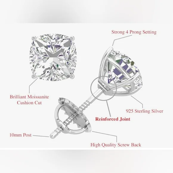2cwt Moissanite Stud Earrings 18K White Gold Plated Silver VVSI D w Certificate. - Picture 2 of 14
